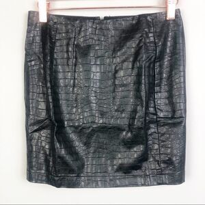 ANGL | Black Faux Alligator/Leather Skirt Small